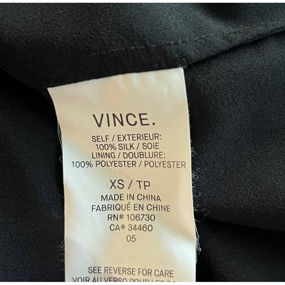 XS EUC Vince Silk Sleeveless Black Denim Blue Tie Dye Lined Summer Shift Dress - Picture 11 of 12